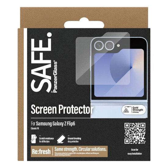 SAFE by PanzerGlass - Ultra-Wide Fit Screenprotector voor Samsung Galaxy Z Flip 6 - Transparent