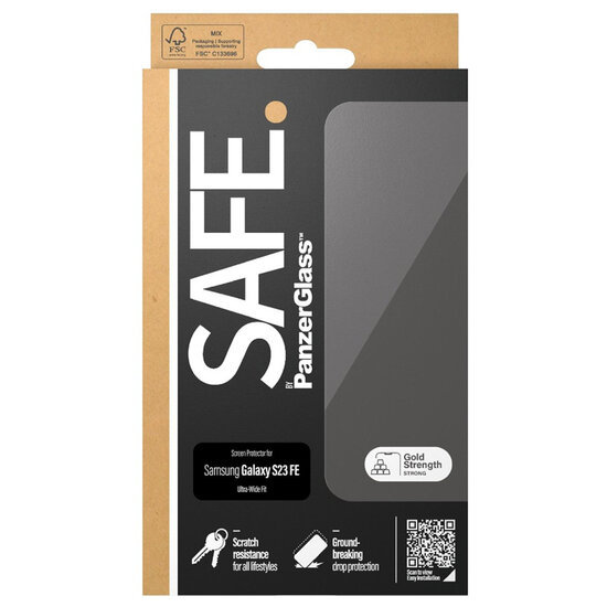 SAFE by PanzerGlass - Ultra-Wide Fit Screenprotector voor Samsung Galaxy S23 FE - Transparent