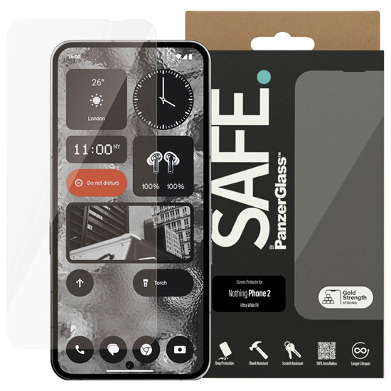 SAFE by PanzerGlass - Ultra-Wide Fit Screenprotector voor Nothing Phone (2) - Transparent