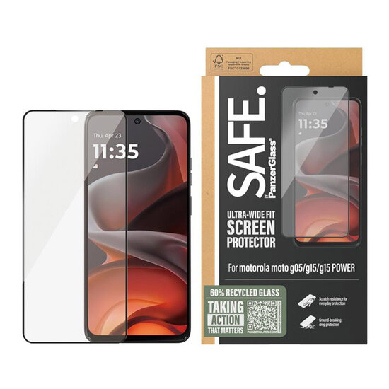 SAFE by PanzerGlass - Ultra-Wide Fit Screenprotector voor Motorola Moto G05 / Moto G15 (Power) - Transparent