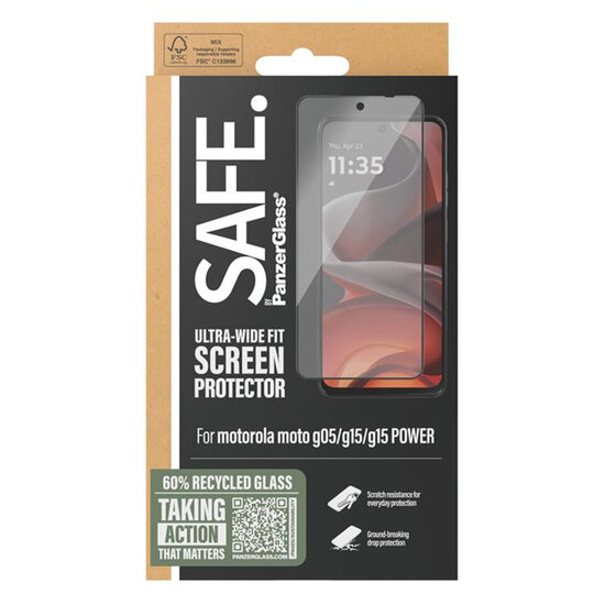 SAFE by PanzerGlass - Ultra-Wide Fit Screenprotector voor Motorola Moto G05 / Moto G15 (Power) - Transparent