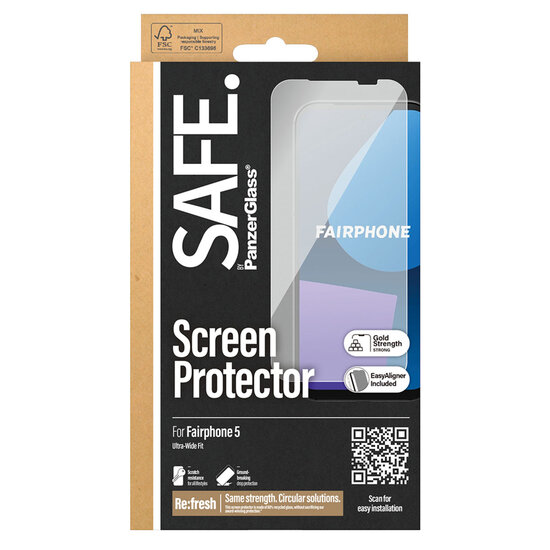 SAFE by PanzerGlass - Ultra-Wide Fit Screenprotector voor Fairphone 5 - Transparent
