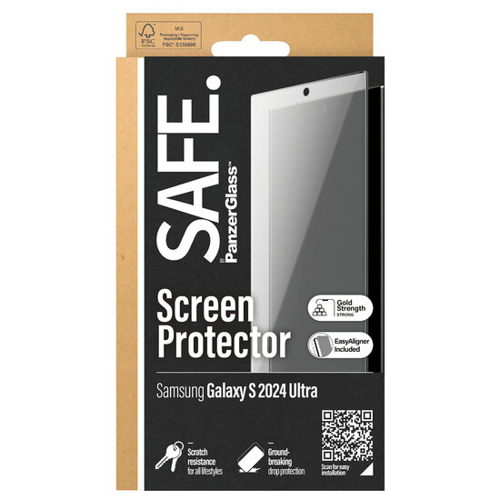 SAFE by PanzerGlass - Ultra-Wide Fit Screenprotector Refresh incl. applicator voor Samsung Galaxy S24 Ultra - Transparent