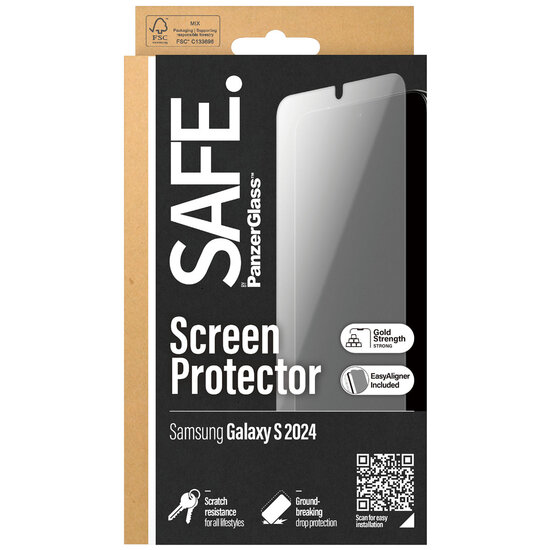 SAFE by PanzerGlass - Ultra-Wide Fit Screenprotector Refresh incl. applicator voor Samsung Galaxy S24 - Transparent