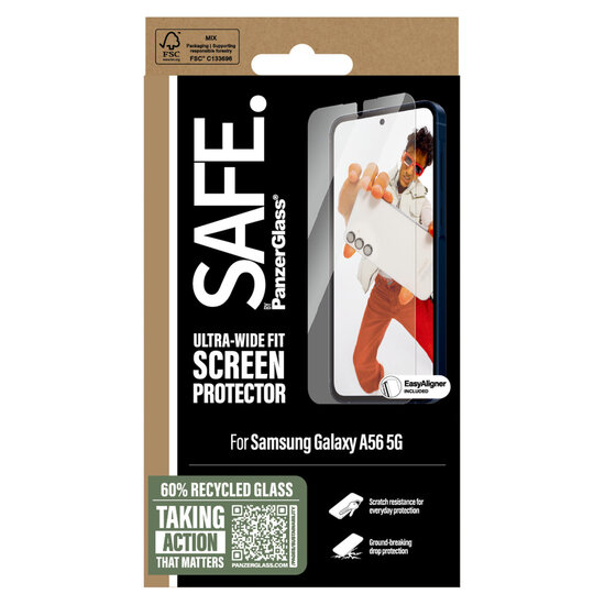 SAFE by PanzerGlass - Ultra-Wide Fit Screenprotector incl. applicator voor Samsung Galaxy A56 - Transparent