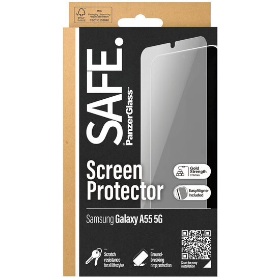 SAFE by PanzerGlass - Ultra-Wide Fit Screenprotector incl. applicator voor Samsung Galaxy A55 - Transparent