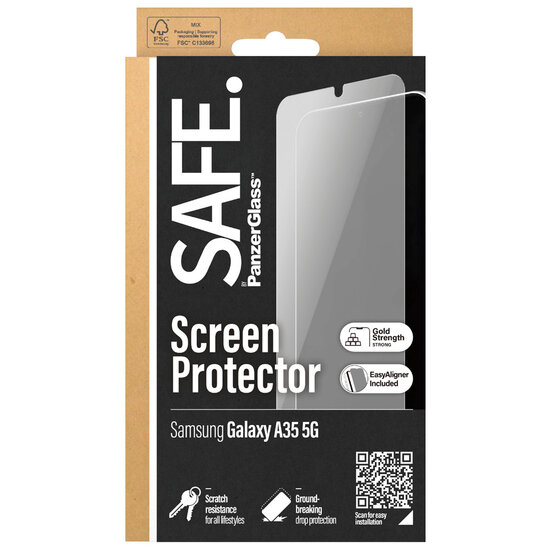 SAFE by PanzerGlass - Ultra-Wide Fit Screenprotector incl. applicator voor Samsung Galaxy A35 - Transparent