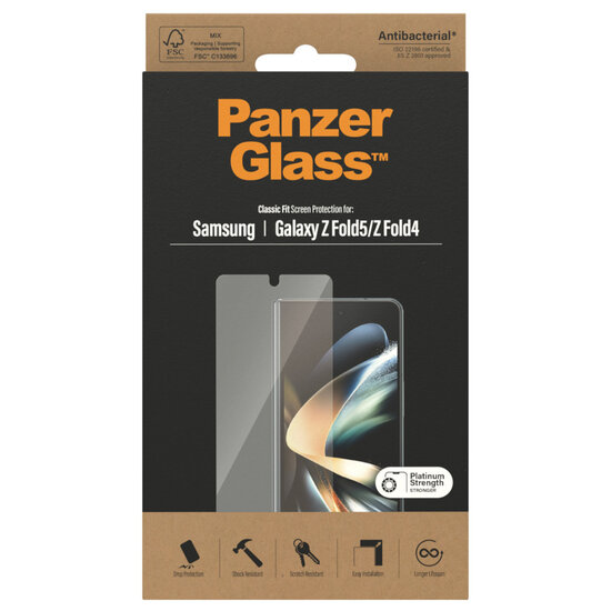 PanzerGlass - Ultra-Wide Fit Anti-Bacterial Screenprotector voor Samsung Galaxy Z Fold 5 - Transparent
