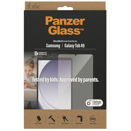 PanzerGlass - Ultra-Wide Fit Anti-Bacterial Screenprotector voor Samsung Galaxy Tab A9 8.7 inch - Transparent