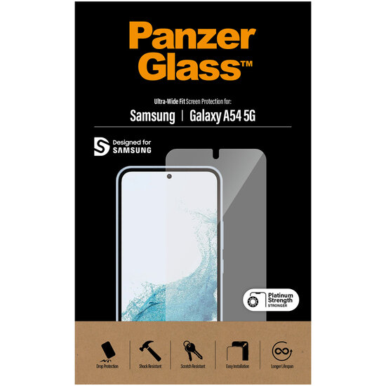 PanzerGlass - Ultra-Wide Fit Anti-Bacterial Screenprotector voor Samsung Galaxy A54 (5G) - Transparent
