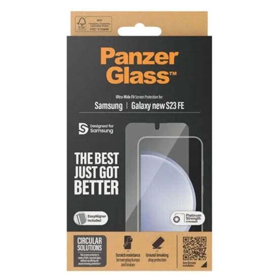 PanzerGlass - Ultra-Wide Fit Anti-Bacterial Screenprotector incl. applicator voor Samsung Galaxy S24 FE - Transparent