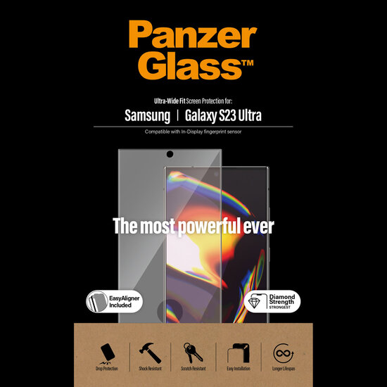 PanzerGlass - Ultra-Wide Fit Anti-Bacterial Screenprotector incl. applicator voor Samsung Galaxy S23 Ultra - Black