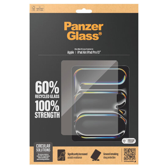 PanzerGlass - Ultra Wide Fit Screenprotector voor Apple iPad Pro 13 (2024) M4 / Air 13 inch (2025) M3 / (2024) M2 - Transparent