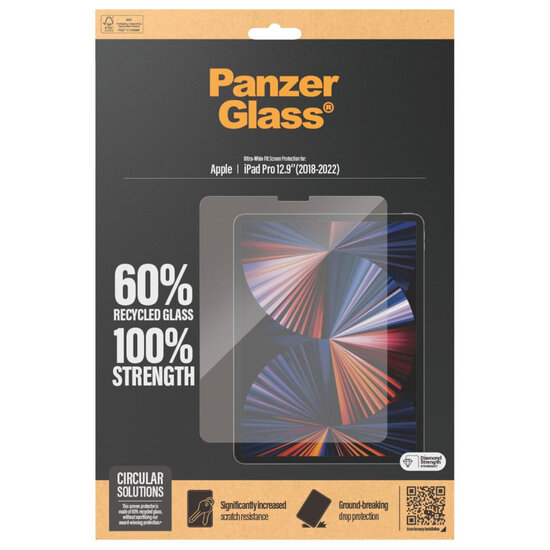 PanzerGlass - Ultra Wide Fit Screenprotector voor Apple iPad Pro 12.9 (2022) / Pro 12.9 (2021) - Transparent