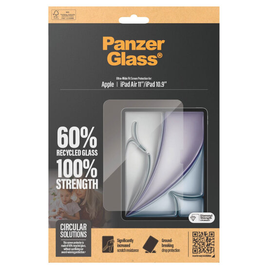 PanzerGlass - Ultra Wide Fit Screenprotector voor Apple iPad Air 11 inch (2025) M3 / (2024) M2 / iPad 11 (2025) A16 / iPad 10 (2022) - Transparent