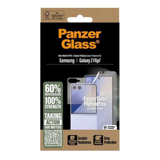 PanzerGlass - Screenprotector Glass &amp; Film voor Samsung Galaxy Z Flip 7 - Transparent
