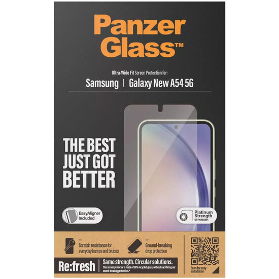 PanzerGlass - Refresh Ultra-Wide Fit Anti-Bacterial Screenprotector voor Samsung Galaxy A55 - Transparent