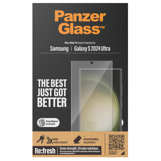 PanzerGlass - Refresh Ultra-Wide Fit Anti-Bacterial Screenprotector incl. applicator voor Samsung Galaxy S24 Ultra - Transparent