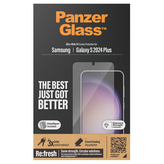 PanzerGlass - Refresh Ultra-Wide Fit Anti-Bacterial Screenprotector incl. applicator voor Samsung Galaxy S24 Plus - Transparent