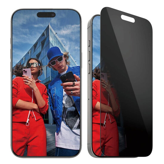 PanzerGlass - Privacy Ultra-Wide Fit Anti-Bacterial Screenprotector incl. applicator voor Apple iPhone 16 Pro Max - Transparent