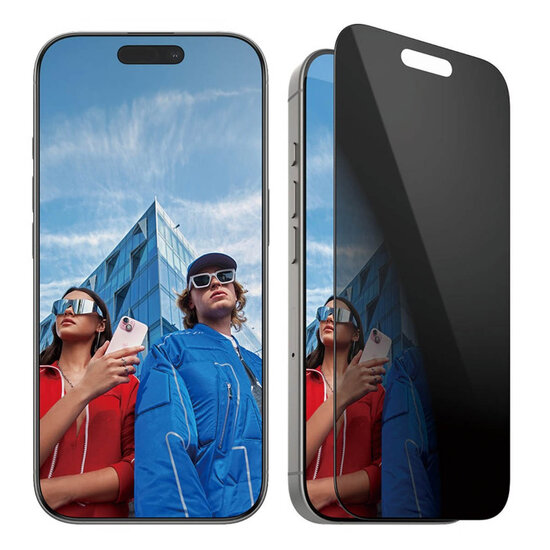 PanzerGlass - Privacy Ultra-Wide Fit Anti-Bacterial Screenprotector incl. applicator voor Apple iPhone 16 Pro - Transparent