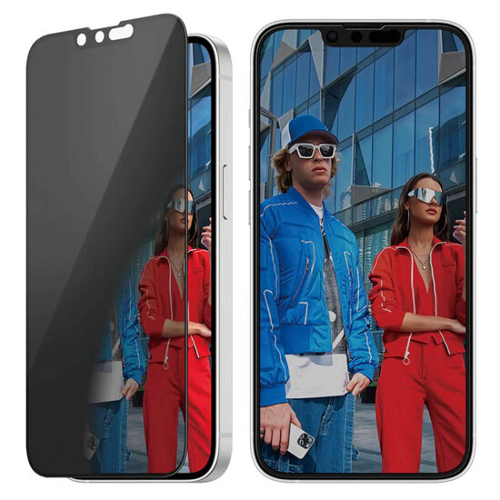 PanzerGlass - Privacy Ultra-Wide Fit Anti-Bacterial Screenprotector incl. applicator voor Apple iPhone 13 / 13 Pro / 14 / 16e - Transparent