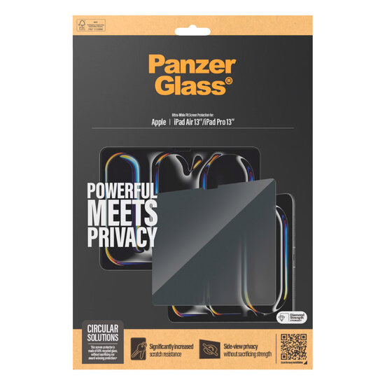 PanzerGlass - Privacy Screenprotector Ultra-Wide Fit voor Apple iPad Pro 13 (2024) M4 / Air 13 inch (2025) M3 / (2024) M2 - Transparent