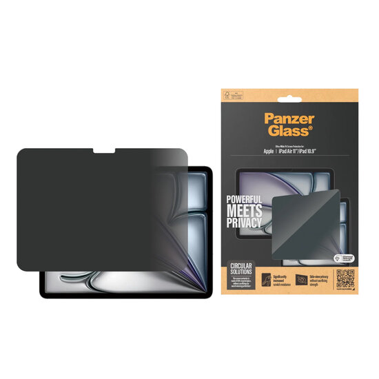 PanzerGlass - Privacy Screenprotector Ultra-Wide Fit voor Apple iPad Air 11 inch (2025) M3 / (2024) M2 / iPad 11 (2025) A16 / iPad 10 (2022) - Transparent