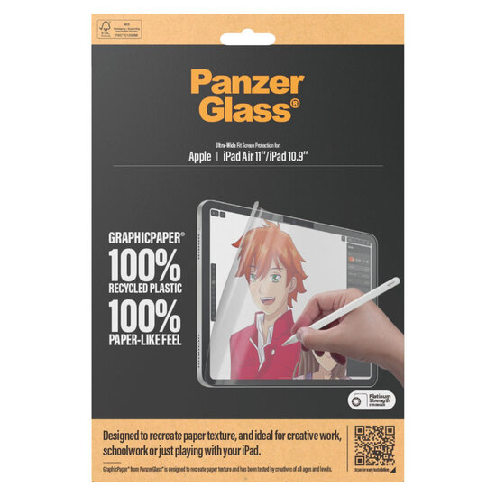 PanzerGlass - GraphicPaper Ultra-Wide Fit Screenprotector voor Apple iPad Air 11 inch (2025) M3 / (2024) M2 / iPad 11 (2025) A16 / iPad 10 (2022) - Transparent