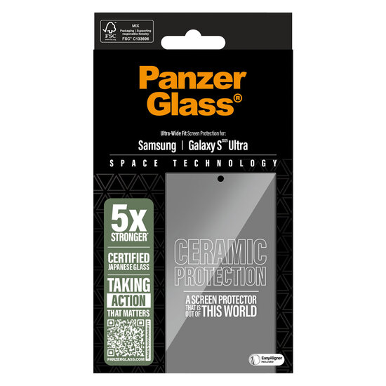 PanzerGlass - Ceramic Screenprotector met applicator voor Samsung Galaxy S25 Ultra - Transparent