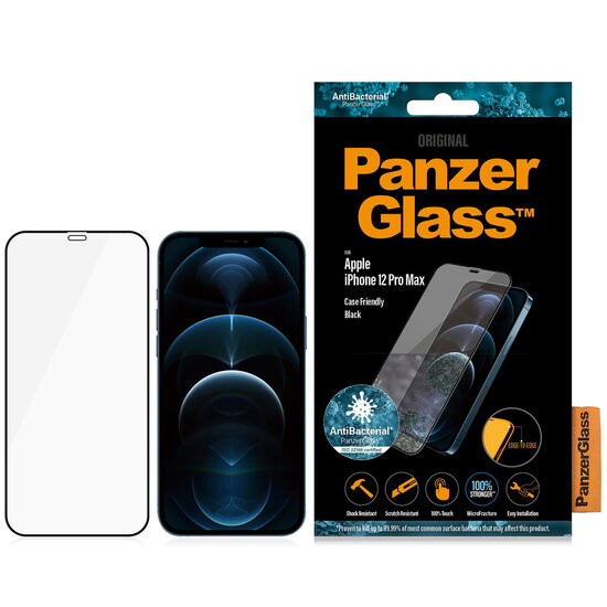 PanzerGlass - Case Friendly Screenprotector voor Apple iPhone 12 Pro Max - Black