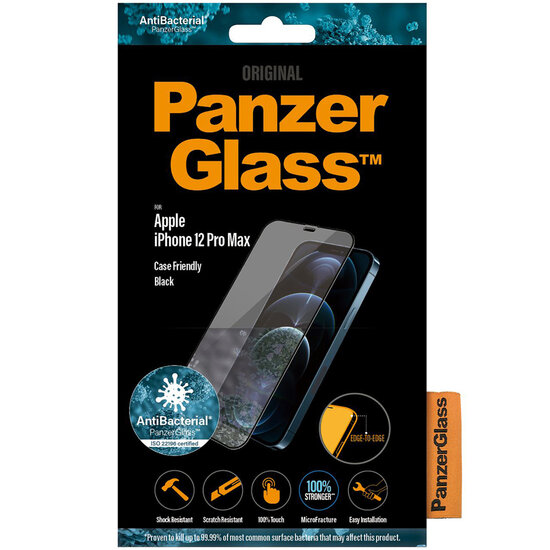 PanzerGlass - Case Friendly Screenprotector voor Apple iPhone 12 Pro Max - Black