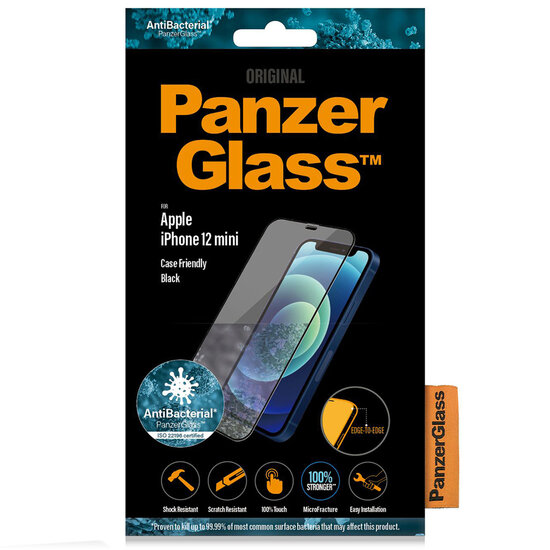 PanzerGlass - Case Friendly Screenprotector voor Apple iPhone 12 Mini - Black