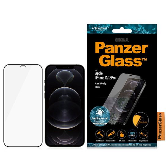 PanzerGlass - Case Friendly Screenprotector voor Apple iPhone 12 (Pro) - Black