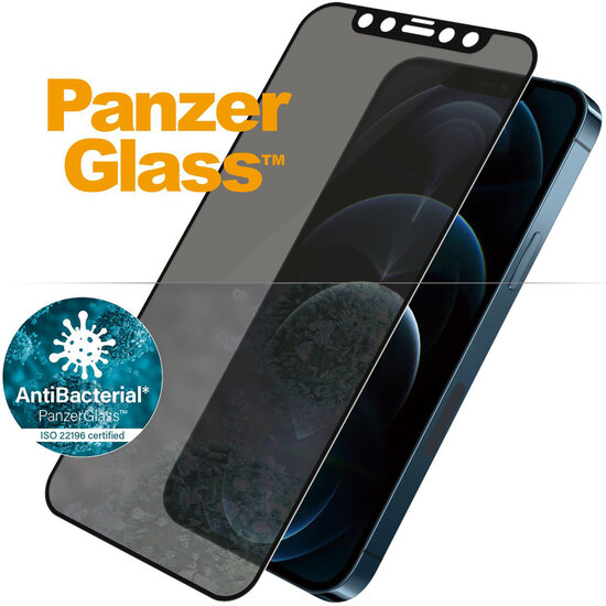 PanzerGlass - Case Friendly Privacy Anti-Bacterial Screenprotector voor Apple iPhone 12 Pro Max - Transparent