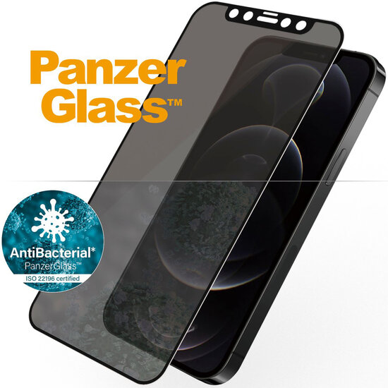 PanzerGlass - Case Friendly Privacy Anti-Bacterial Screenprotector voor Apple iPhone 12 (Pro) - Transparent