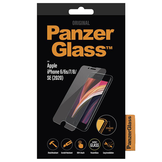 PanzerGlass - Anti-Bacterial Screenprotector voor Apple iPhone SE (2022 / 2020) / 8 /7 / 6(s) - Transparent