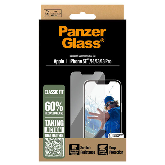 PanzerGlass - Anti-Bacterial Screenprotector voor Apple iPhone 16e - Transparent