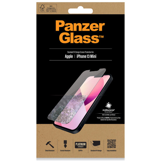 PanzerGlass - Anti-Bacterial Screenprotector voor Apple iPhone 13 Mini - Transparent