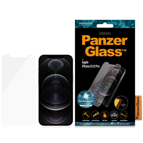 PanzerGlass - Anti-Bacterial Screenprotector voor Apple iPhone 12 (Pro) - Transparent