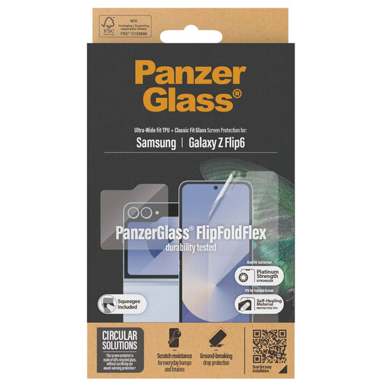 PanzerGlass - Anti-Bacterial Case Friendly Screenprotector voor Samsung Galaxy Z Flip 6 / Flip 7 FE - Transparent