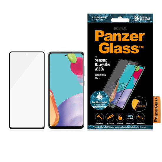PanzerGlass - Anti-Bacterial Case Friendly Screenprotector voor Samsung Galaxy A52(s) (5G/4G) / A53 - Zwart
