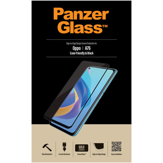 PanzerGlass - Anti-Bacterial Case Friendly Screenprotector voor OPPO A76 (4G) / A96 - Transparent