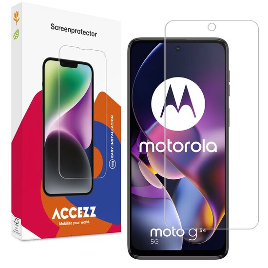 Accezz - Tempered Glass Screenprotector voor Motorola Moto G54 - Transparent