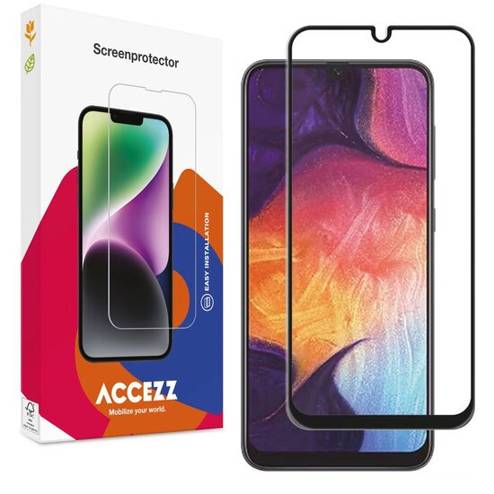 Accezz - Tempered Glass Full Cover Screenprotector voor de Samsung Galaxy A50 / A30s / M31 - Black