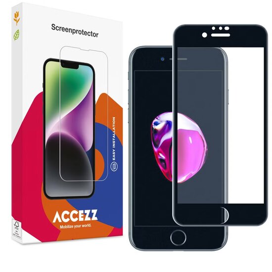 Accezz - Tempered Glass Full Cover Screenprotector voor Apple iPhone SE (2022 / 2020) / 8 / 7 / 6(s) - Transparent