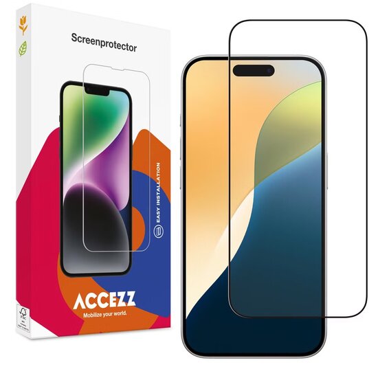 Accezz - Tempered Glass Full Cover Screenprotector voor Apple iPhone 16 / 16 Pro / 17 / 17 Pro - Transparent