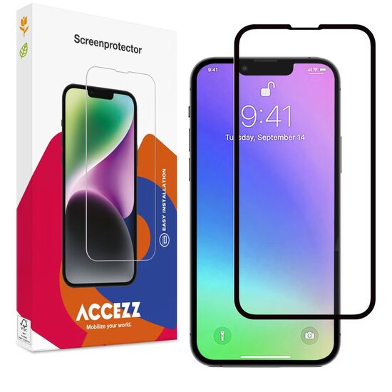 Accezz - Tempered Glass Full Cover Screenprotector voor Apple iPhone 13 Mini - Transparent