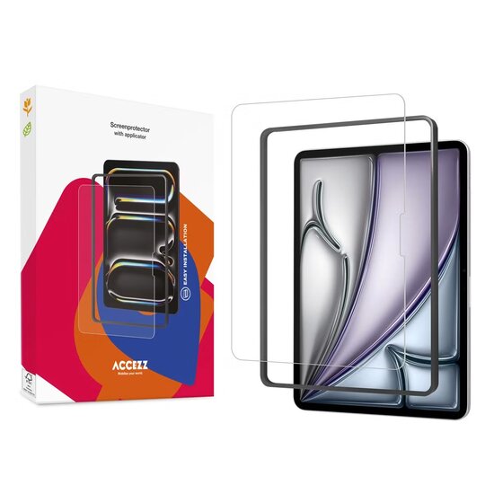 Accezz - Glass Screenprotector + Applicator voor Apple iPad Pro 11 (2024) M4 - Transparent