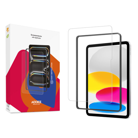 Accezz - Glass Screenprotector + Applicator voor Apple iPad 11 (2025) 11 inch A16 / iPad 10 (2022) 10.9 inch - Transparent